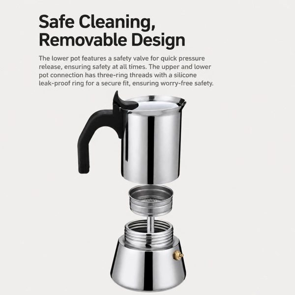 One Two Cups Moka Pot Teko Kopi Espresso Coffee Maker Stovetop 4 Cup 200ml - Z65