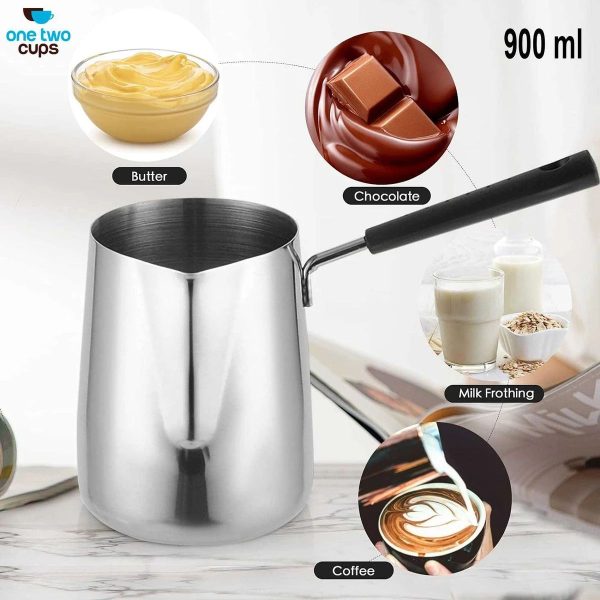 ginee_20260930151810529_7100157476.jpeg One Two Cups Gelas Jug Melted Butter Pot Stainless Steel Long Handle - S07 - 900ml