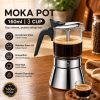 One Two Cups Moka Pot Teko Kopi Espresso Coffee Maker Dual Valve 3 Cup 160ml - Z61