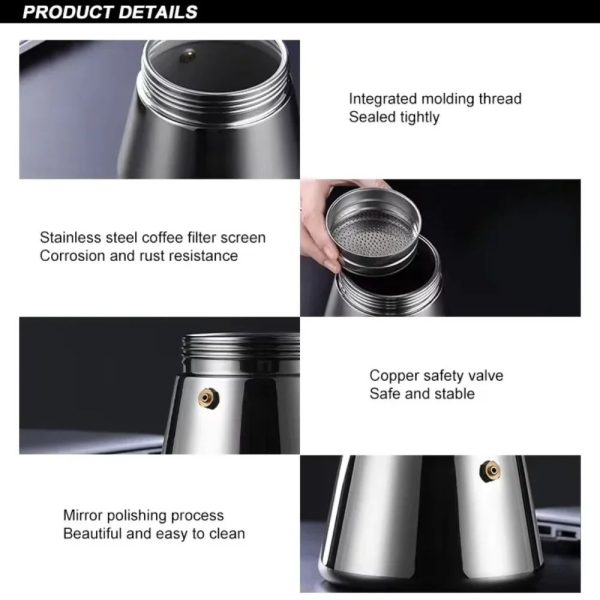 One Two Cups Moka Pot Teko Kopi Espresso Coffee Maker Dual Valve 3 Cup 160ml - Z61