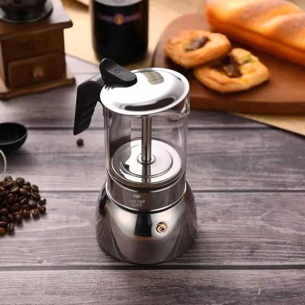 One Two Cups Moka Pot Teko Kopi Espresso Coffee Maker Dual Valve 3 Cup 160ml - Z61