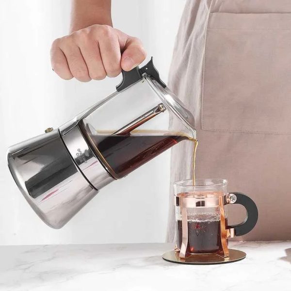 One Two Cups Moka Pot Teko Kopi Espresso Coffee Maker Dual Valve 3 Cup 160ml - Z61