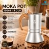 One Two Cups Moka Pot Teko Kopi Espresso Coffee Maker Stovetop 3 Cups 150ml - Z75