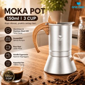 One Two Cups Moka Pot Teko Kopi Espresso Coffee Maker Stovetop 3 Cups 150ml - Z75