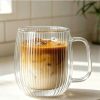 One Two Cups Gelas Kaca Aesthetic Kopi Double Wall with Handle 300ml - KT020
