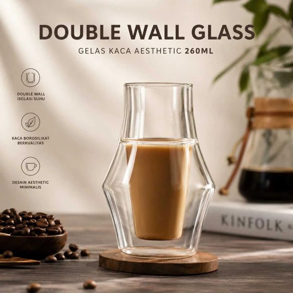 ginee_20260930154717851_3372031974.jpeg One Two Cups Gelas Kaca Aesthetic Kopi Double Wall Glass 260ml - SN530