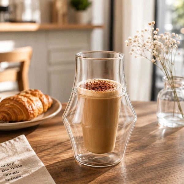 ginee_20260930154718495_1606567938.jpeg One Two Cups Gelas Kaca Aesthetic Kopi Double Wall Glass 260ml - SN530