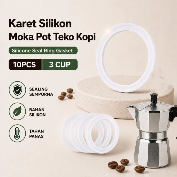 One Two Cups Karet Silikon Moka Pot Teko Kopi Seal Gasket 10 PCS 3 Cup - Z20-10