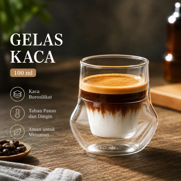 ginee_20260930154830955_3662288360.jpeg One Two Cups Gelas Kaca Aesthetic Kopi Double Wall Glass 100ml - SN520