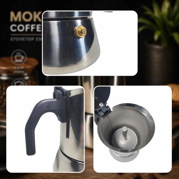 One Two Cups Moka Pot Teko Kopi Espresso Coffee Maker Stovetop 6 Cup 300ml - Z65