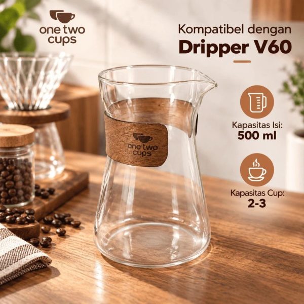 One Two Cups Coffee Server Chemex Drip Pour Over Teko Pitcher 500ml - L1 - Transparant