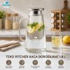 One Two Cups Teko Pitcher Kaca Borosilikat Tahan Panas Water Jug 1.8L - SL335
