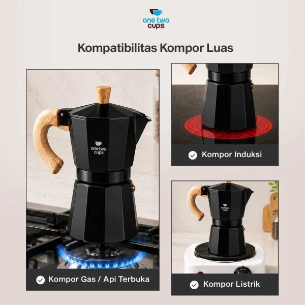 One Two Cups Moka Pot Teko Kopi Espresso Maker Stovetop Induksi - PL-315