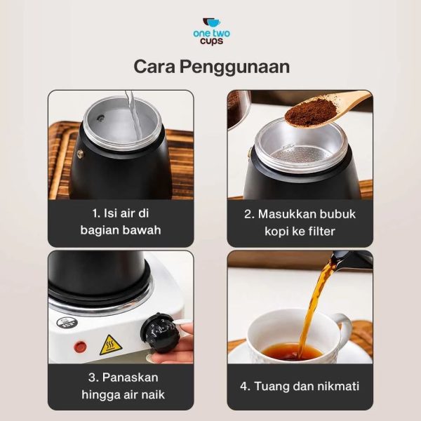 One Two Cups Moka Pot Teko Kopi Espresso Maker Stovetop Induksi - PL-315