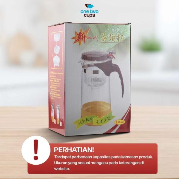 ginee_20260930162307923_5533290123.jpeg One Two Cups Teko Teh Kaca Borosilikat Saringan Tahan Panas Teapot - TP-758 - 874ML