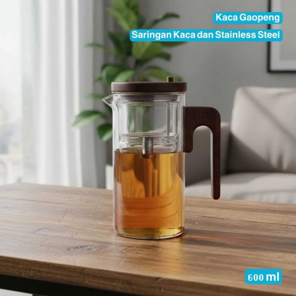 One Two Cups Teko Teh Kaca Tahan Panas One Click Filter Magnet Teapot - TR-68 - 600ml
