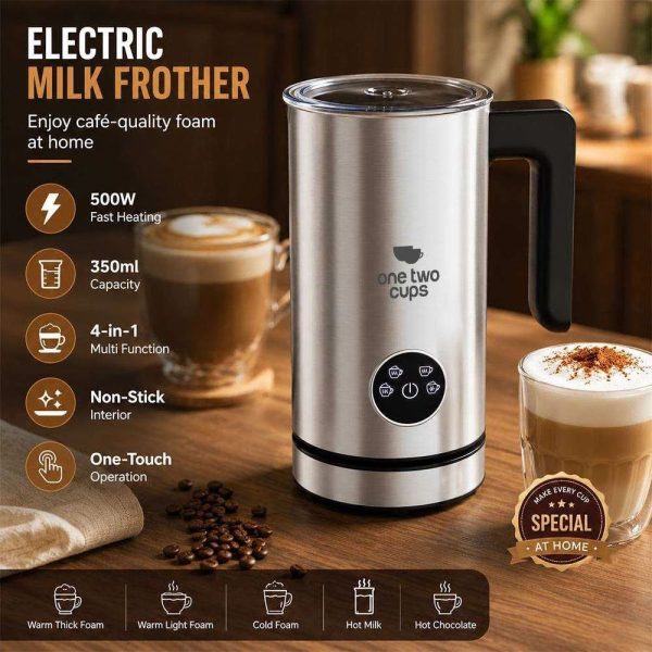 ginee_20260930162438387_6526010948.jpeg One Two Cups Teko Pembuat Buih Susu Elektrik Milk Frother 500W 350ml - TM-5501