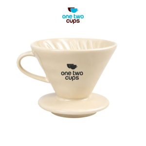 One Two Cups V60 Coffee Dripper Alat Seduh Kopi Manual Brew Keramik ZM-639 - Cream