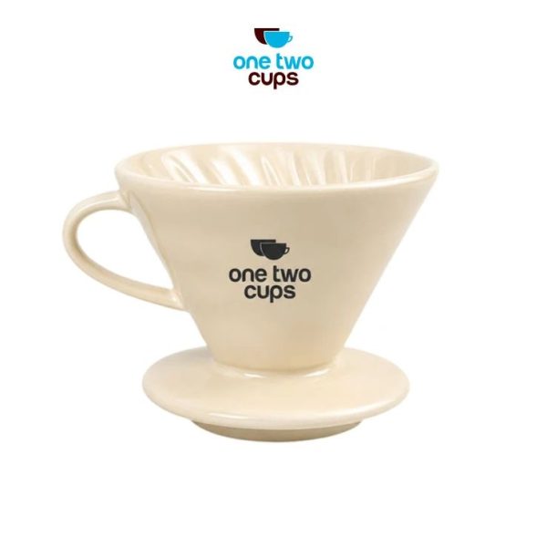 One Two Cups V60 Coffee Dripper Alat Seduh Kopi Manual Brew Keramik ZM-639 - Cream