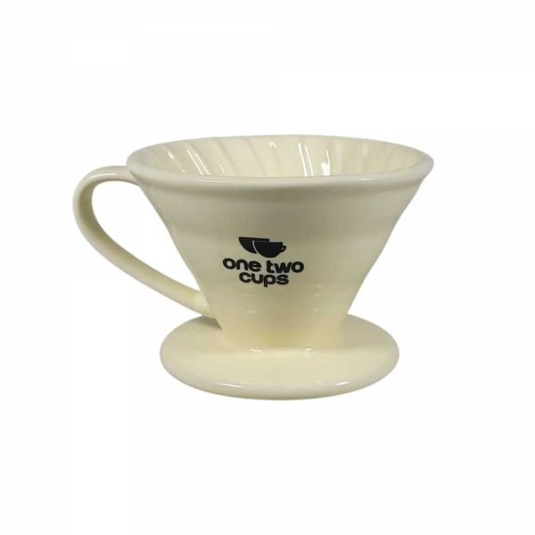 One Two Cups V60 Coffee Dripper Alat Seduh Kopi Manual Brew Keramik ZM-639 - Cream