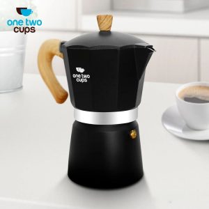 One Two Cups Moka Pot Teko Kopi Espresso Maker Stovetop 6 Cup 300ml - LI20