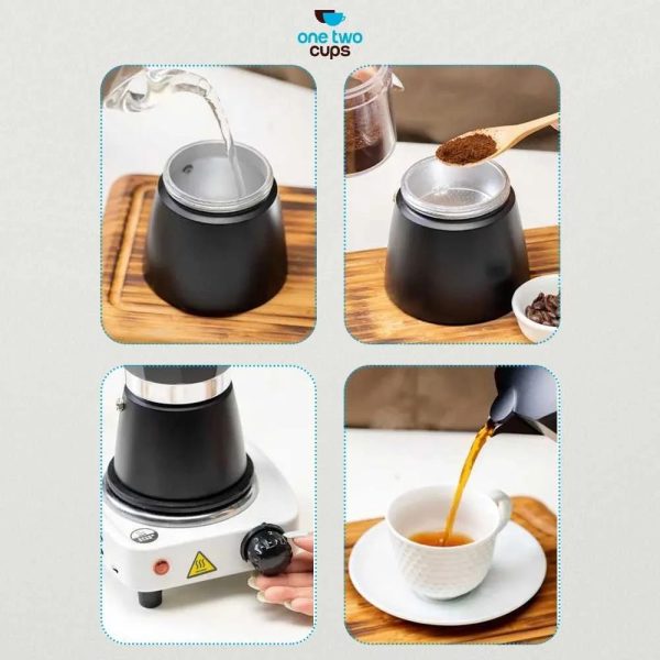 One Two Cups Moka Pot Teko Kopi Espresso Maker Stovetop 6 Cup 300ml - LI20