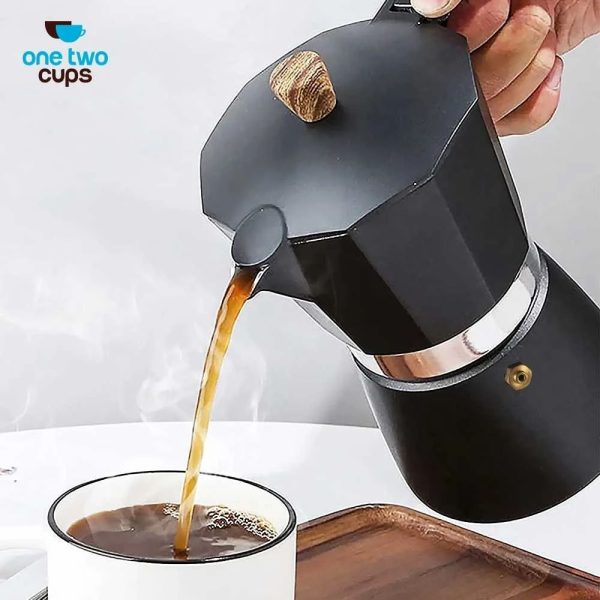 One Two Cups Moka Pot Teko Kopi Espresso Maker Stovetop 6 Cup 300ml - LI20