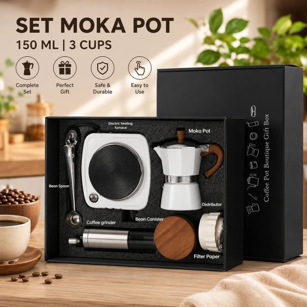 One Two Cups Moka Pot Teko Kopi Espresso Maker Gift Set 3 Cup 150ml - S07