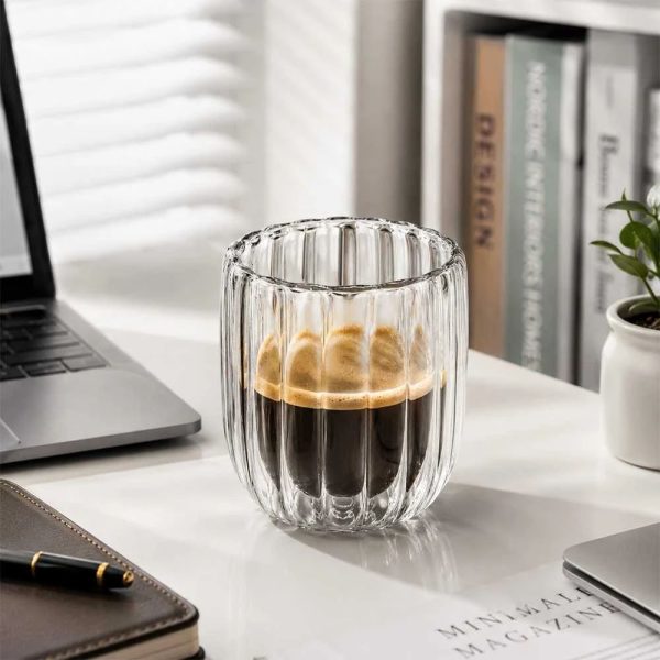 ginee_20260930162711853_5969836258.jpeg One Two Cups Gelas Kaca Aesthetic Kopi Double Wall Glass 250 ml - KT015 - Motif Wide Stripe