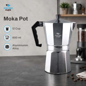 One Two Cups Moka Pot Teko Kopi Espresso Coffee Maker Stovetop - L10 - 12 Cup 600ml