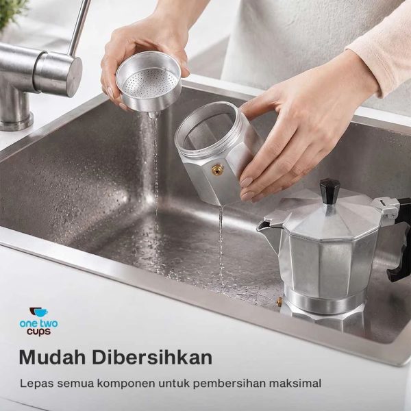 One Two Cups Moka Pot Teko Kopi Espresso Coffee Maker Stovetop - L10 - 12 Cup 600ml