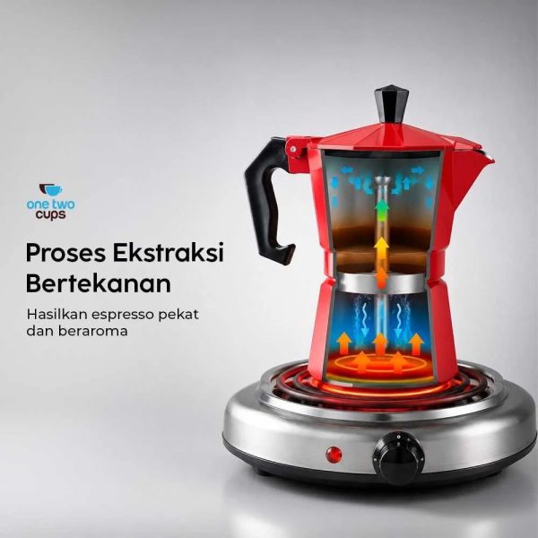 One Two Cups Moka Pot Teko Kopi Espresso Coffee Maker Stovetop Induksi - L55