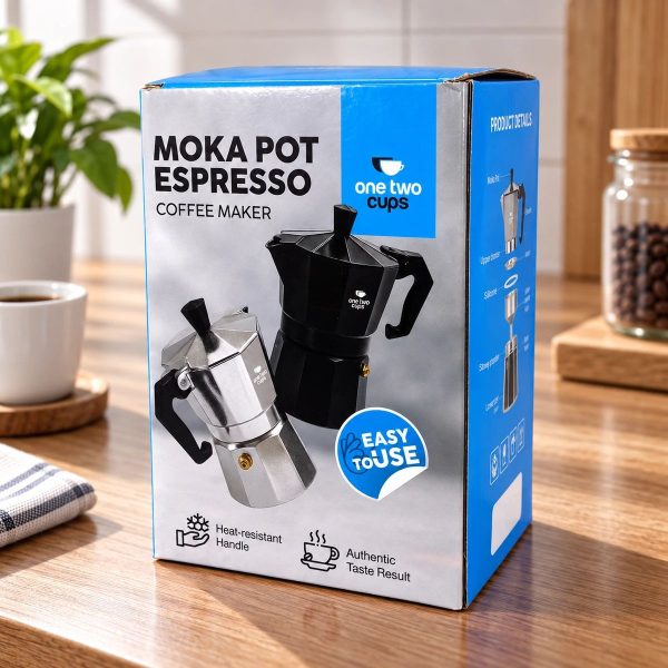 One Two Cups Moka Pot Teko Kopi Espresso Coffee Maker Stovetop Induksi - L55
